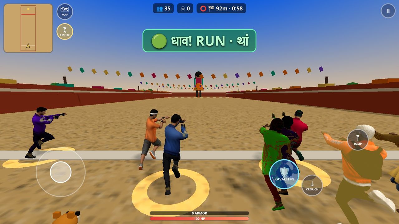 ROYAL STRIKE INDIA game screenshot – Statue Challenge – धावा RUN! players sprinting across the desert arena